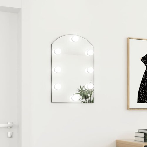 VidaXL Ogledalo s LED svjetlima 60 x 40 cm stakleno u obliku luka Slike