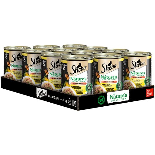 Sheba Nature's Collection 12 x 400 g - Piščanec in ribje olje s sladkim krompirjem in stročjim fižolom v omaki Cene