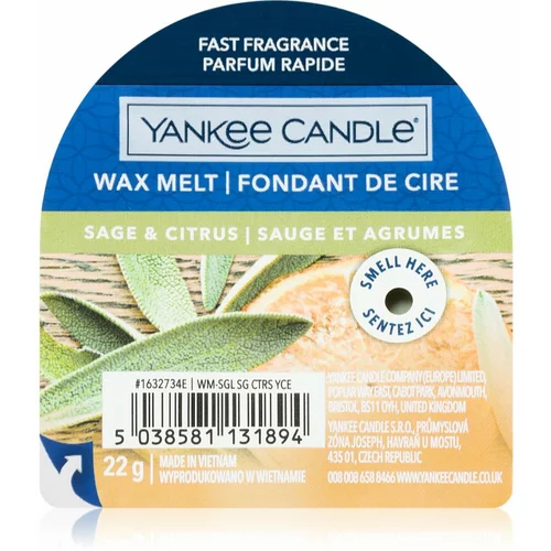 Yankee Candle Sage & Citrus vosak za aroma lampu 22 g
