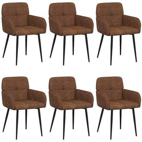 vidaXL Jedilni stoli 6 pcs Umetno nubuk usnje Rjava 59 x 56,5 x 85 cm, (5000296770) Cene