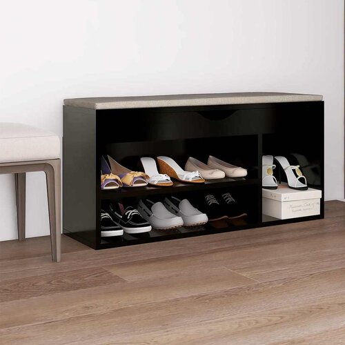  Klupa za cipele s jastukom crna 104x30x49 cm konstruirano drvo Cijene