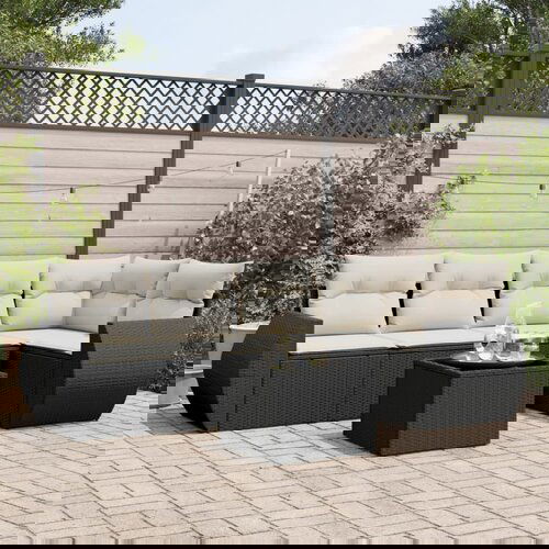  The Living Store Vrtna sedežna garnitura 6-delna z blazinami črna poli ratan - Vrtna Sedežna Garniture, (21481174) Cene