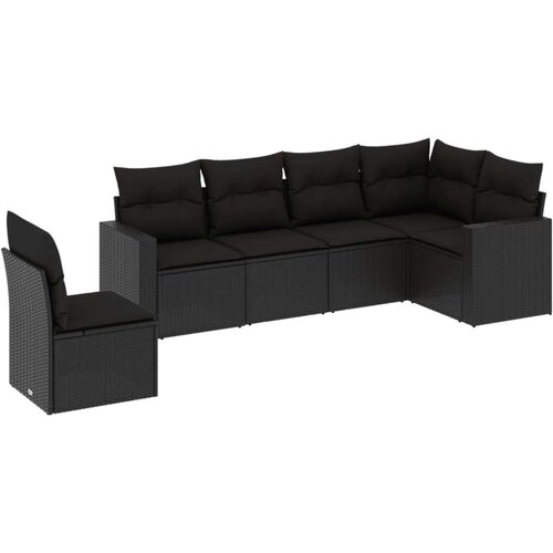 vidaXL 6-dijelni set vrtnih sofa s jastucima crni od poliratana Cene
