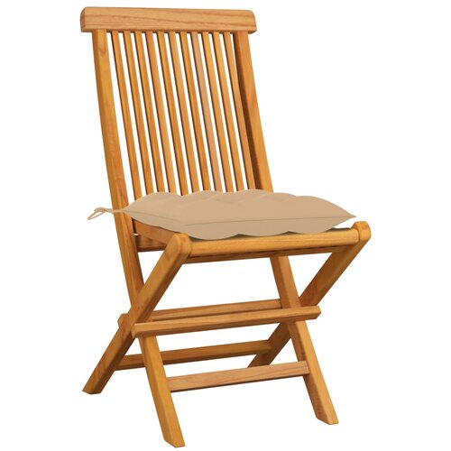 Maison Chic Vrtni stoli - Stol za vrt z bež blazinami 4 kosi trdna tikovina JS2090, (21876765) Slike