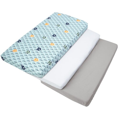 Medi Partners Set of 3 pcs. Fitted Sheet 100% Cotton Baby Bed Linen Mattress Cene
