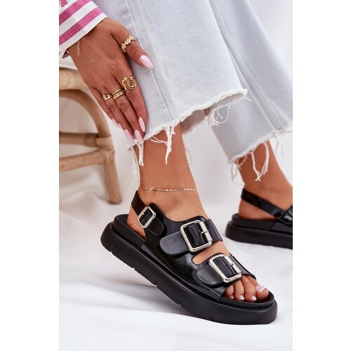 Big Star Leather Patent Women Sandals With Buckles Slike