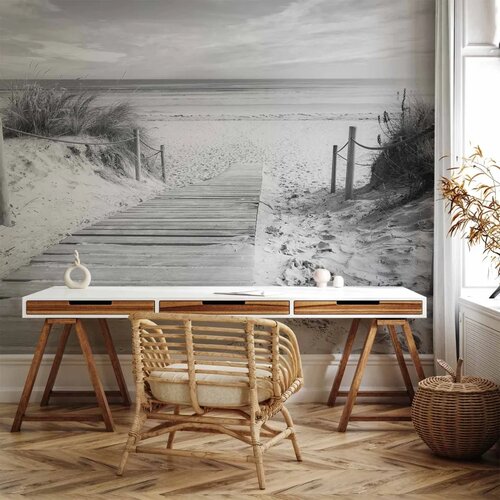  Foto tapeta - On the beach - black and white 147x105 Samoljepljiva Slike