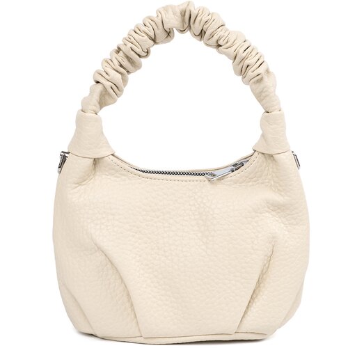 Shelvt Small light beige handbag with a crinkled handle Cene