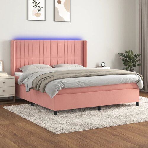  box spring s madracem LED ružičasti 160x200cm bar&scaron;unasti Cijene