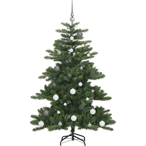 VidaXL Umjetno božićno drvce s nogom s 150 LED dioda Zelena 150 cm PVC Slike