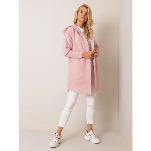 Fashion Hunters Light pink coat with an alpaca hood