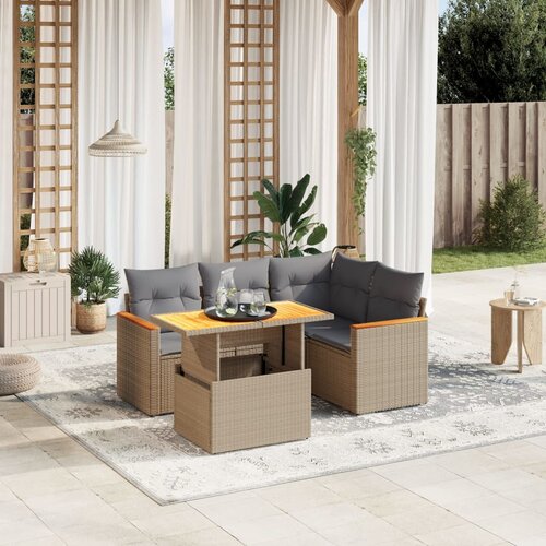 vidaXL 5-dijelni vrtni set sofa s jastucima bež od poliratana Cijene
