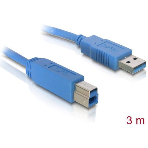 Delock USB kabel USB 3.2 gen. 1 (USB 3.0) USB-A vtič\, USB-B vtič 3.00 m modra pozlačeni konektorji 82581, (20416411) Cene