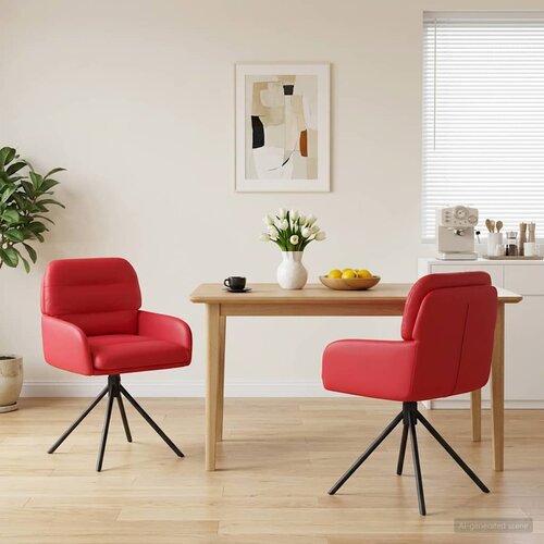 vidaXL Okretne blagovaonske stolice 2 pcs Umjetna koža Crvena Cene