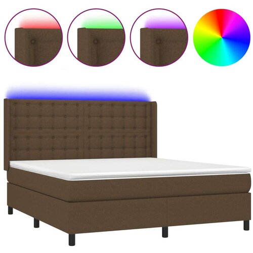  Krevet box spring s madracem LED tamnosmeđi 180x200 cm tkanina Slike