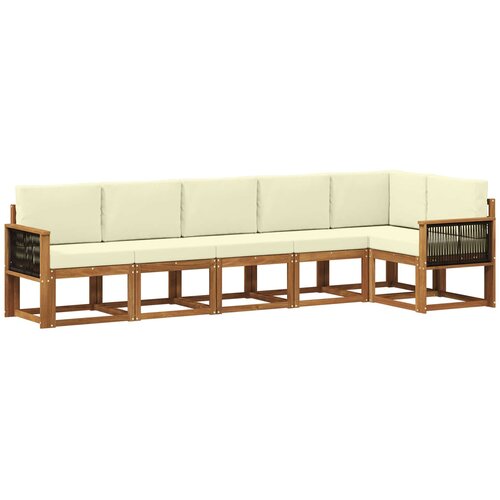 vidaXL Zunanja garnitura za sedenje 6 pcs Naravna in smetana Poliester, (5000280745) Cene