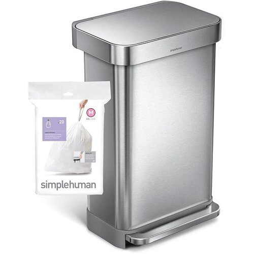 Simplehuman S trakom za zatezanje vreće za smeće 60 kom 45 l M &amp;ndash; Slike