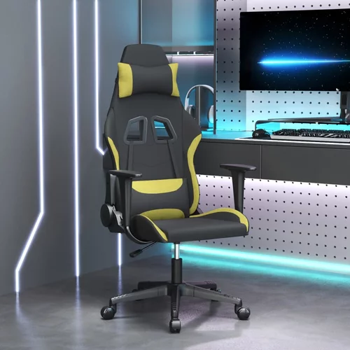 vidaXL Okretna igraća stolica od tkanine crna i svjetlozelena