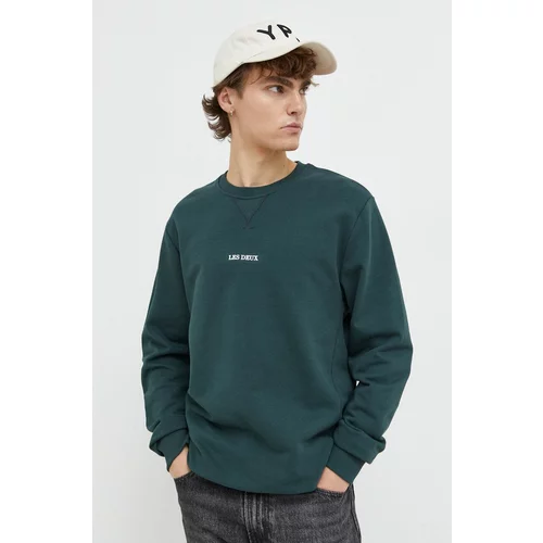 Les Deux Bombažen pulover moška, zelena barva