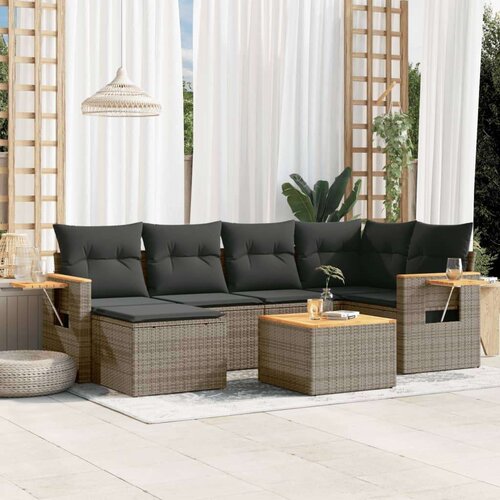VidaXL 7-dijelni set vrtnih sofa sivi od poliratana Slike