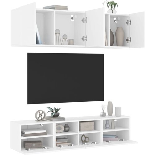 vidaXL Komplet TV omaric 5-delni bel inženirski les Cene