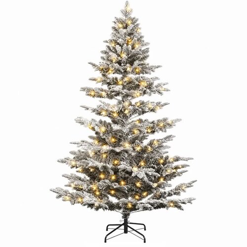  Umjetno božićno drvce s nogom 150 cm 150 LED lampica - Bijela 150 cm s LED svjetlima Slike