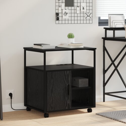 VidaXL Pisarni&amp;scaron;ka omara Črni hrast 60 x 46 x 67 cm Konstruiran les Slike