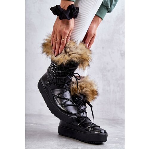 Kesi Women's Lace-up Snow Boots Black Santero Slike