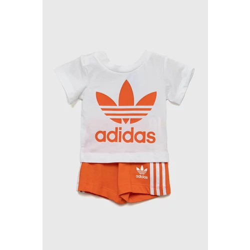 Adidas Otroški bombažen komplet oranžna barva
