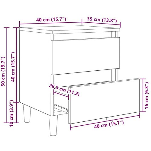 VidaXL Ormarić za krevet Crni hrast 40 x 35 x 50 cm Konstruirano drvo Slike