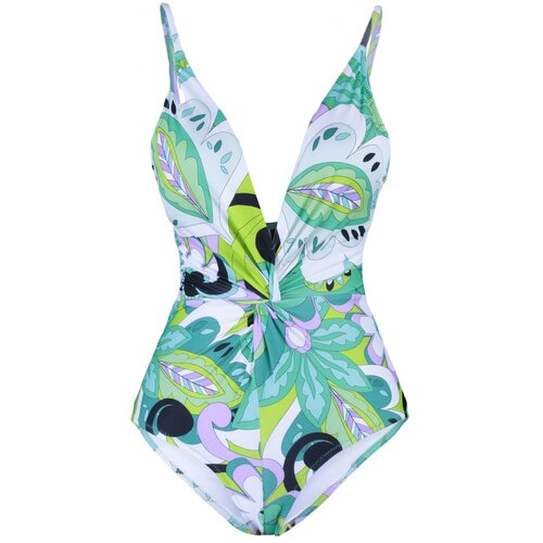 Trendyol green floral patterned ruffle detailed swimsuit Slike