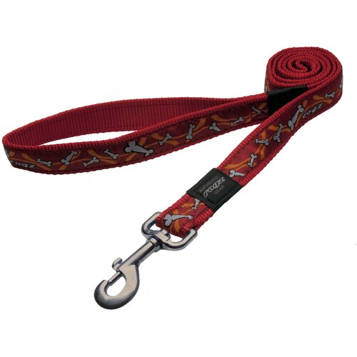 Rogz fancy dress dugi povodac za pse, 1,8 m m &amp;mdash; 16 mm / 1.8 m crvene kosti Slike