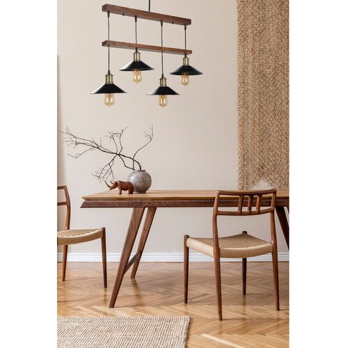 Opviq David 4 Lü Ceviz Sıralı Metal Başlıklı Sarkıt BrownBlack Chandelier Slike