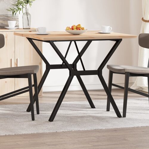 vidaXL Jedilna miza Y okvir 90x90x75,5 cm trdna borovina lito železo Cene