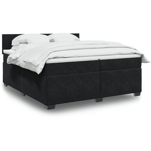 The Living Store Box spring postelja z vzmetnico črna 200x200 cm žamet - Box Spring Postelja, (21491988) Cene