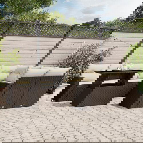 vidaXL 9-dijelni set vrtnih sofa s jastucima poliratan smeđi Cijene