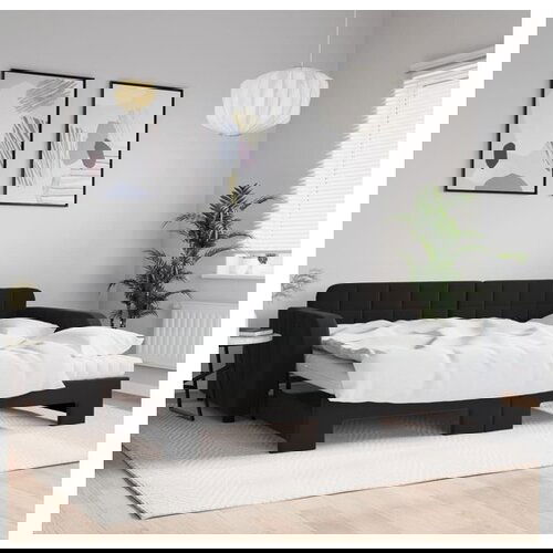 vidaXL Izvlečna dnevna postelja z vzmetnicami črna 90x190 cm Cene