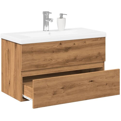 vidaXL Ormarić s ugrađenim umivaonikom boja hrasta 81x39,5x49 cm Cijene