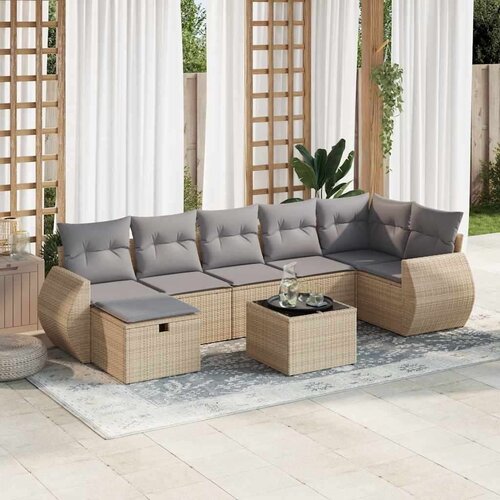  8-dijelni set vrtnih sofa od poliratana s jastucima bež Cijene