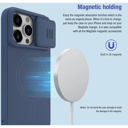 Nillkin CamShield Silky MagSafe Silicone maska za iPhone 15 Pro Max - Midnight Blue Cene