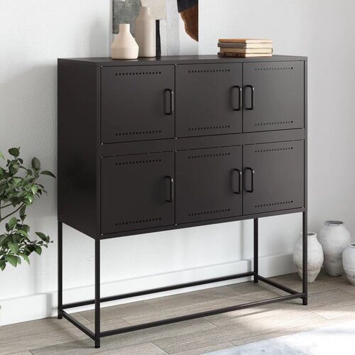 vidaXL Komoda črna 100,5x39x107 cm hladno valjano jeklo Cene