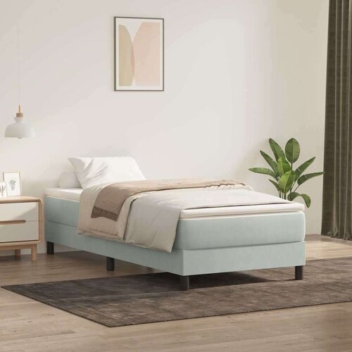 Box Spring krevet bez madracem svijetlo sivi 80x220 cm samt Slike