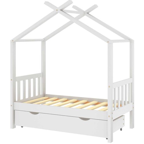 Maison Chic Otroška postelja - Otroški ležaj - Otroški posteljni okvir s predalom bela trdna borovina 70x140cm, (21698313) Cene