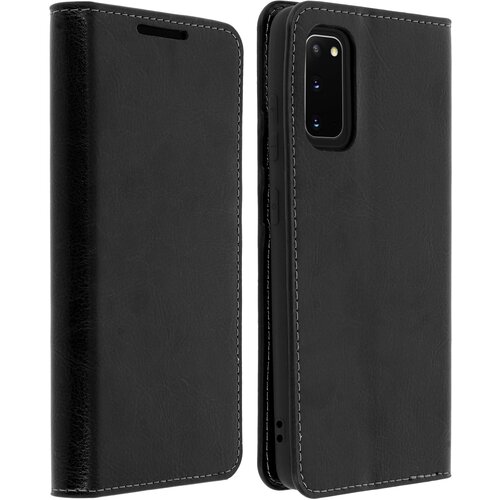 AVIZAR Etui za Galaxy S20 iz pravega usnja, držalo za kartice in stojalo za video - crna, (20600270) Cene