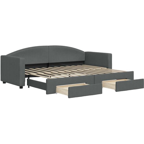 VidaXL Izvlečna dnevna postelja s predali temno siva 80x200 cm blago, (20937144) Slike