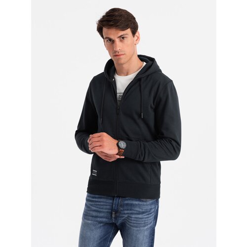 Ombre Men&amp;#039;s unbuttoned cotton BASIC sweatshirt - black Slike