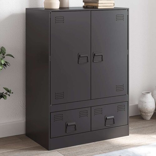  Visoka komoda crna 67 x 39 x 95 cm čelična Cijene