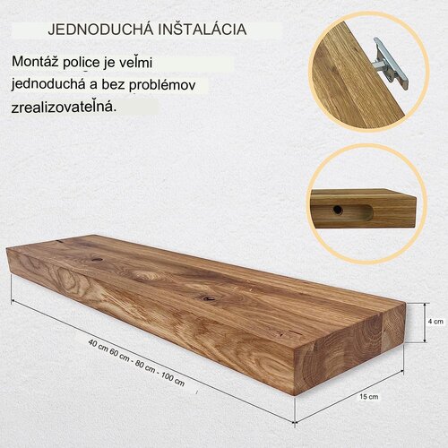  Hrastova polica 80 cm Slike