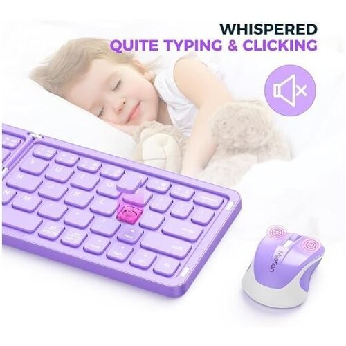 MeeTion BTK001 sklopiva, punjiva bež.tastatura, ljubičasta Slike