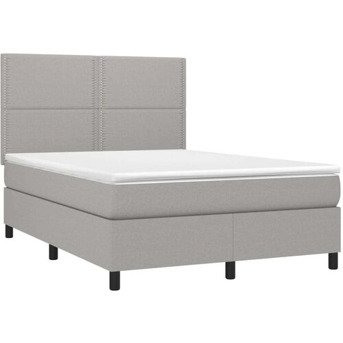  Box spring s madracem LED svjetlosivi 140x190 cm tkanina Slike